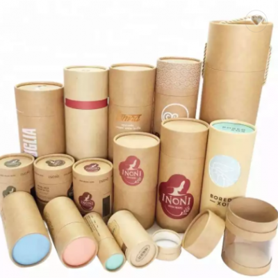 Custom Recycled Luxury Round Gift Kraft Paper Box Packaging Tube