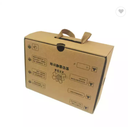 Custom Logo Brown Printed Corrugated Shipping Shoe Packaging Kraft Paper Box with Rope Handle / 3