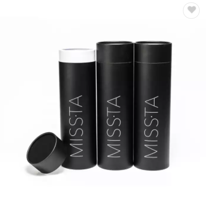 recyclable cylinder package box for candle black candle packaging boxes with silver stamping / 2