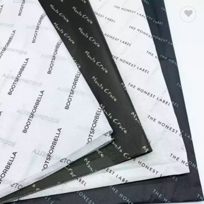 White silk paper with white logo custom printed tissue wrapping paper sheets / 3