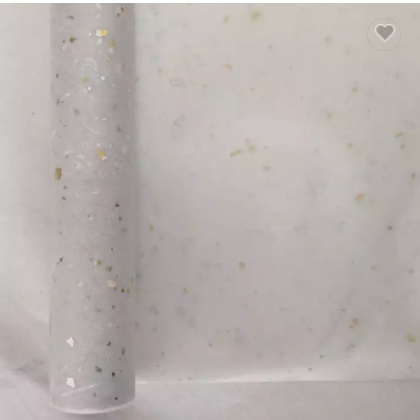 white BOPP laminated shiny metallic foils embedded waterproof flower wrapping paper 60cm x 5m / 2