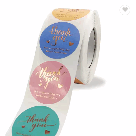 Custom logo sticker label gold metal printing thank you self adhesive waterproof vinyl stickers logo / 1
