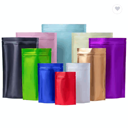 Custom Matte Aluminium Ziplock Stand Up Pouch Metal Recycled Food Packaging Bag Mylar Zip Lock Stand / 1