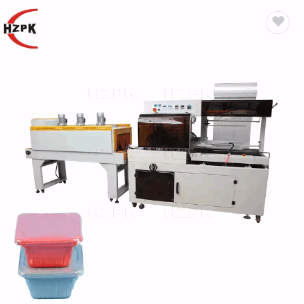 hzpk automatic bottles box carton textbook paper film heat sealing cutting thermal shrink tunnel wra / 1