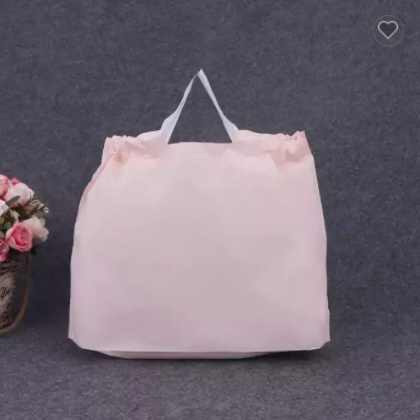 Pink Drawstring Bags/ Custom Matte PE Plastic Shopping Bag With Handle/Plastic Clothing Packaging Ba / 1