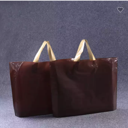 Custom Printed Logo Design Tote Punching Carry Handle Fashion Gift Plastic Bag Clothing Packaging ba / 3