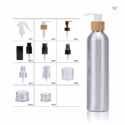 30ml 50ml 60ml 120ml 250ml 100ml aluminum bottle with plastic pump sprayer / 3