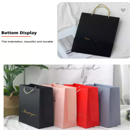 Luxury Wedding Gift Thank You bag Custom Hot Stamping Gold Logo Handle Packaging Shopping Paper Bags / 3