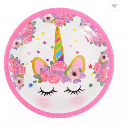 Unicorn Theme Disposable Party Paper Plates Home Decoration Set Kids Birthday Decorations Party Supp / 3