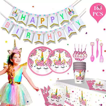 Unicorn Theme Disposable Party Paper Plates Home Decoration Set Kids Birthday Decorations Party Supp / 2