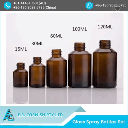 New Arrival Frosted Black Amber Cosmetic Packaging Lotion Glass Spray Bottles Set / 4