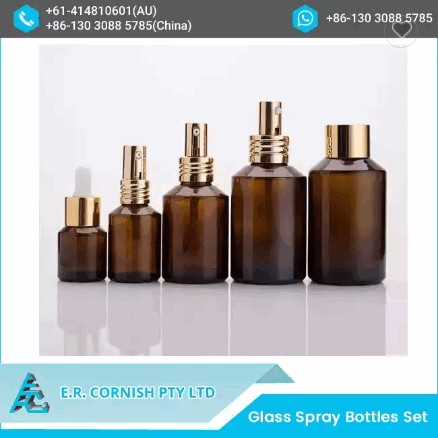New Arrival Frosted Black Amber Cosmetic Packaging Lotion Glass Spray Bottles Set / 3