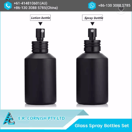 New Arrival Frosted Black Amber Cosmetic Packaging Lotion Glass Spray Bottles Set / 2