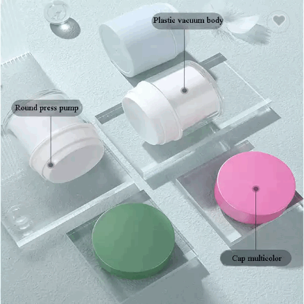 Hot Sale White Plastic Airless Pump Acrylic Vacuum Cream Jar Cylinder Round Small Cosmetic Jar / 4
