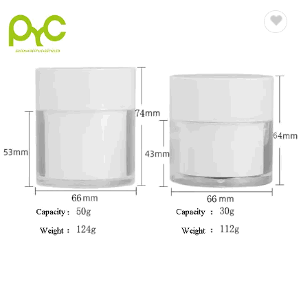 Hot Sale White Plastic Airless Pump Acrylic Vacuum Cream Jar Cylinder Round Small Cosmetic Jar / 2
