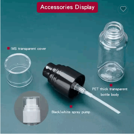 2021 empty cosmetic containers plastic 30ml pump pressure spray bottle clear pet bottles / 4