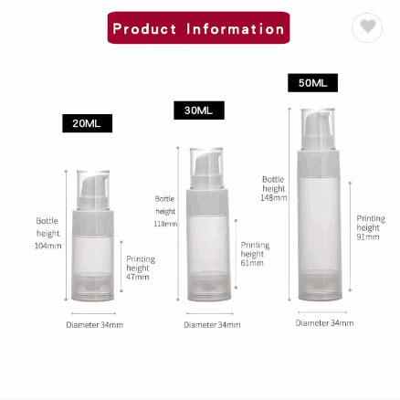 Eco Friendly Airless Bottle 20ML 30ML 50ML Plastic Pump Press Bottle Wholesale Face Lotion Pump Bott / 6