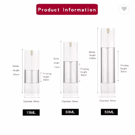 Wholesale AS cosmetic airless pump serum bottle 15ml 30ml 50ml lotion bottle / 6