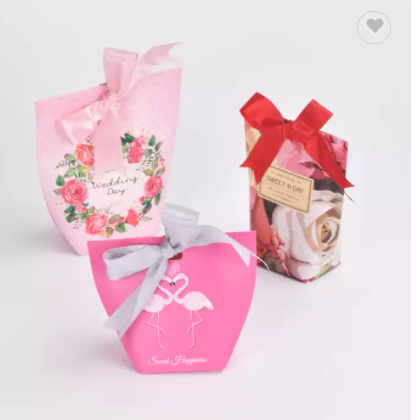 Custom Printed Small White Luxury Party Invitation Favors Sweet Packaging Candy Box With Ribbon Wedd / 3
