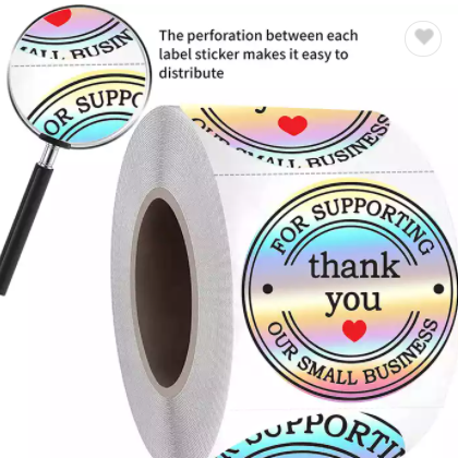 Thank You 1.5 inch Rainbow Labels Sticker Roll for Greeting Cards Flower Bouquets Gift Wraps Mailers / 3