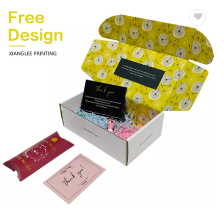 2022 E Flute Custom Logo Yellow Printing Corrugated Gift Mailer Shipping Subscription Paper Packagin / 2