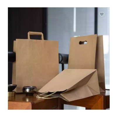 HDPK 2022 Bolsa de papel reciclable con asa Bolsa de papel Kraft personalizada