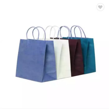 HDPK Custom Printed Your Own Logo White Brown Kraft Gift paper bags Craft Shopping Paper Bag With Ha / 1