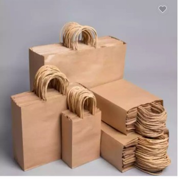 HDPK Custom Printed Your Own Logo White Brown Kraft Gift paper bags Craft Shopping Paper Bag With Ha / 3