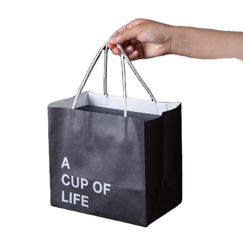 Popular design Wholesale Custom Logo Luxury Gift Bag Craft Matte Kraft Shopping Paper Bags With Cott / 3