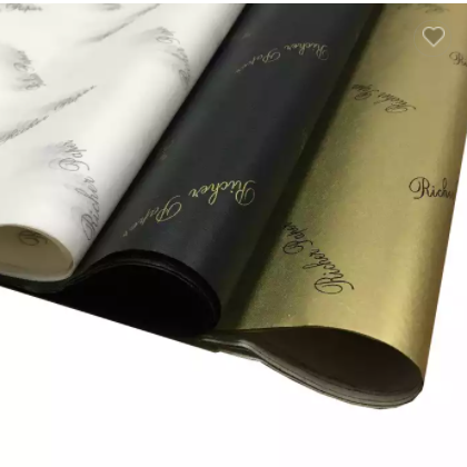 Custom Gloden Logo Black Packaging Paper Tissue Wrapping Paper For Products Packaging Clothes Wrap T / 1