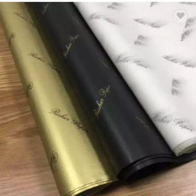 custom logo Luxury packing black Golden gift silk Wrapping tissue Paper