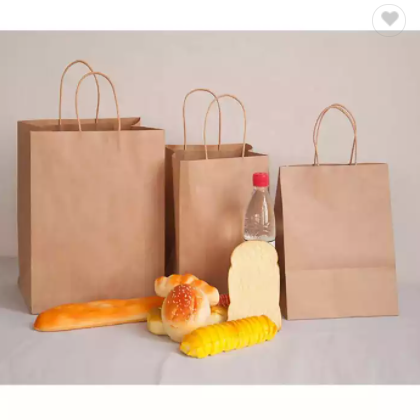 Personalize your logo Strong versatile plain Brown Kraft Party Bags with twist Handles for clothes o / 2