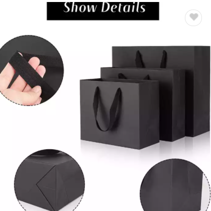 wholesale Luxury Reusable Handmade DIY Merchandise Wedding gift Bag Kraft Paper Black Clothing Shopp / 2