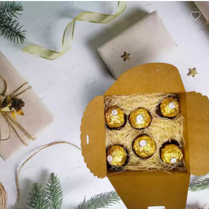 Dream Small Gift Recycled Paper Gift Box with Ribbons Inches Brown White Small Decorative Gift Boxes / 3