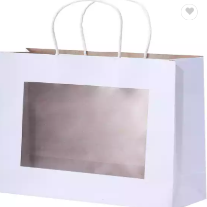 2022New design White Kraft Flower Bouquet Valentine Tote Gift Paper Bag With Window For Christmas Ca / 3