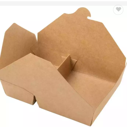 Disposable Sturdy Leak GreaseProof Microwavable Take Away Lunch Paper Boxes 30 oz Brown eco friendly / 3