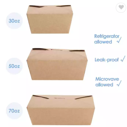Disposable Sturdy Leak GreaseProof Microwavable Take Away Lunch Paper Boxes 30 oz Brown eco friendly / 2