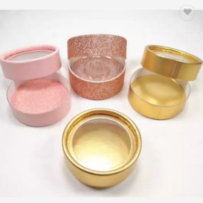 Premium Custom private label round box ,circle round glitter lashes box , custom round eyelash box p