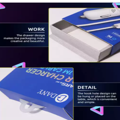 Recyclable Feature Sample Paper Material Drawer Box Packaging for Car Charger / 3
