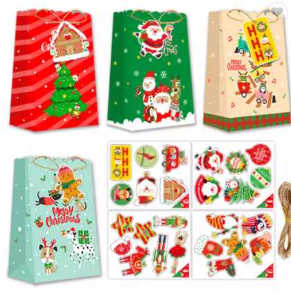 Candy and cookie packaging bags Merry Christmas self-sealing paper gift bags with handles / 2