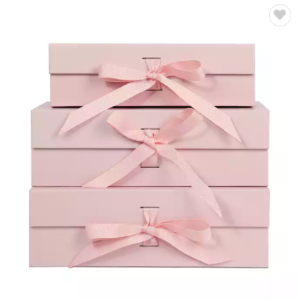 Wholesale paper packaging box with ribbon bow black gift boxes with magnetic lid / 2