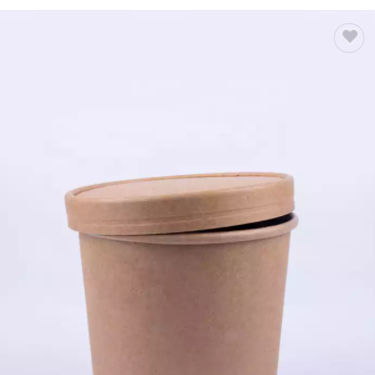 Jiurong Disposable White Kraft Hot Paper Soup Cup 36oz 16oz wiht Paper / PP Lids / 2