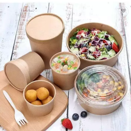 Jiurong Disposable White Kraft Hot Paper Soup Cup 36oz 16oz wiht Paper / PP Lids / 3