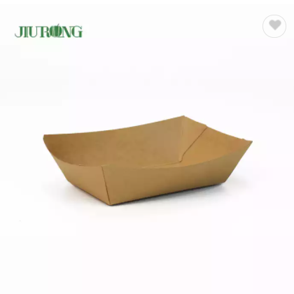 High Quality Sustainable Eco Friendly Packaging Kraft Paper Boat Tray Large Size / 3