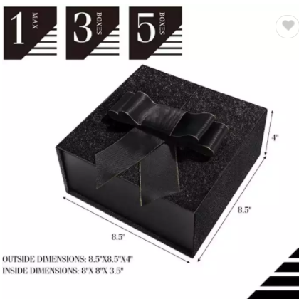 Glitter Gift Boxes with Lids Black Gift Boxes with Ribbons rose gold / 2