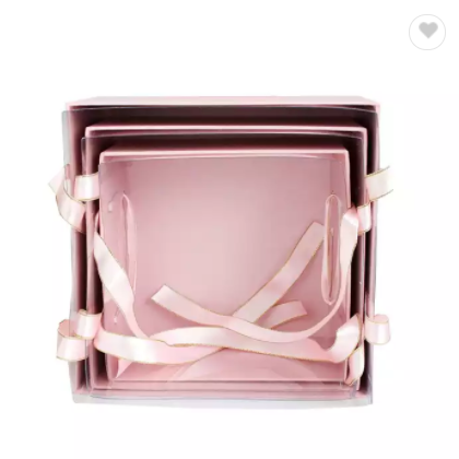 Luxury Square Presentation Gift Box White Print with Transparent Top Double Layer Interior White and / 3