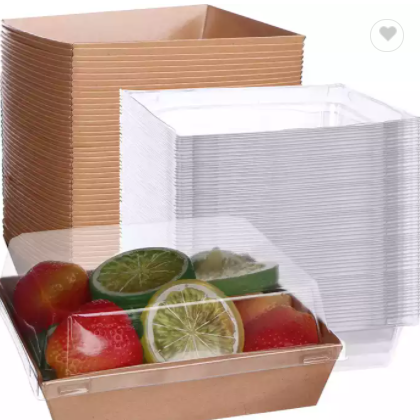 Take out food container wholesale kraft paper salad takeaway box lunch packaging box with window / 2