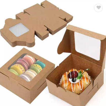 Custom Cup Cake Box Takeaway Brown Kraft Paper Box For Cupcake With Pvc Window With Insert t / 2