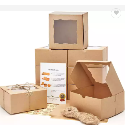 Cupcake Transparent Window Muffin Box Custom Size Portable Kraft Paper White Cardboard Packaging Box / 3