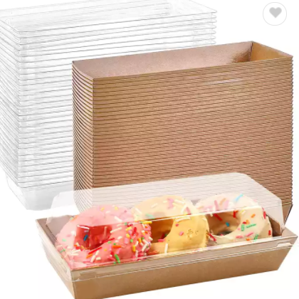 Custom printed kraft paper food packaging take away lunch box salad box with window / 3